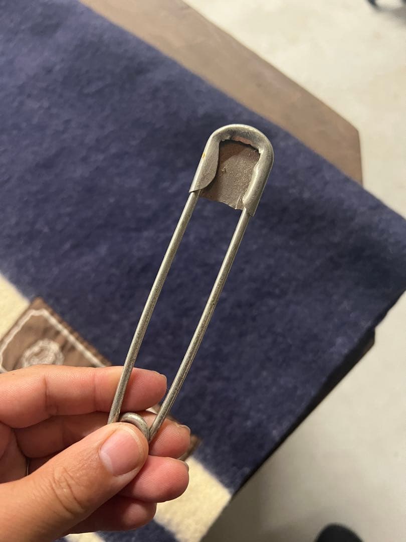 値下げ！マウンテンリサーチ　ブランケット　ネイビー✖️白　ピンあり