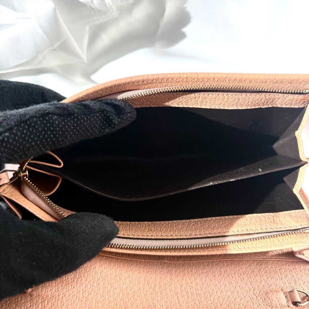 グッチ チェーンウォレット ハンドバッグ 長財布 GG キャンバス プレート