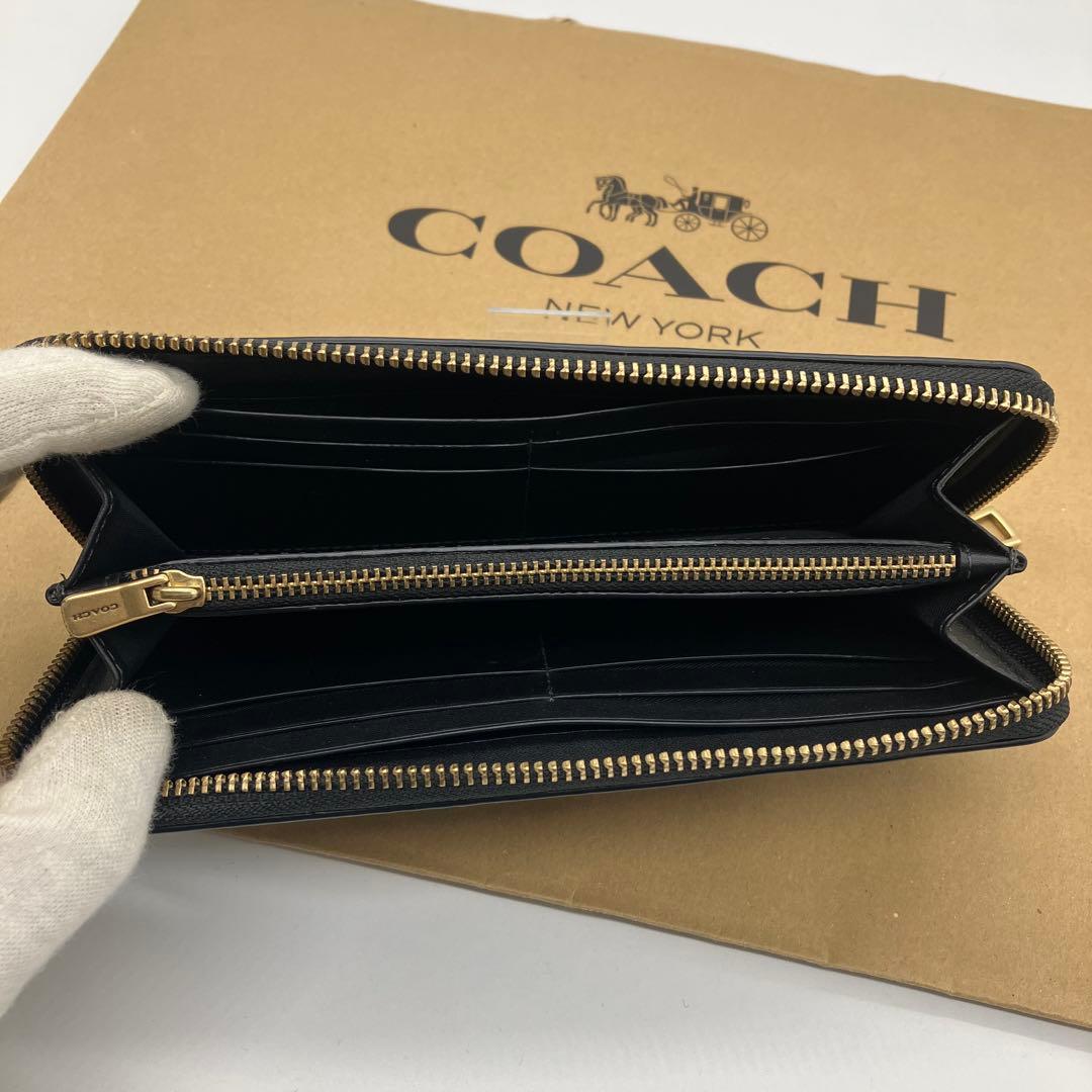 1531 COACH アコーディオン　ジップウォレット　長財布　C金具 黒 金