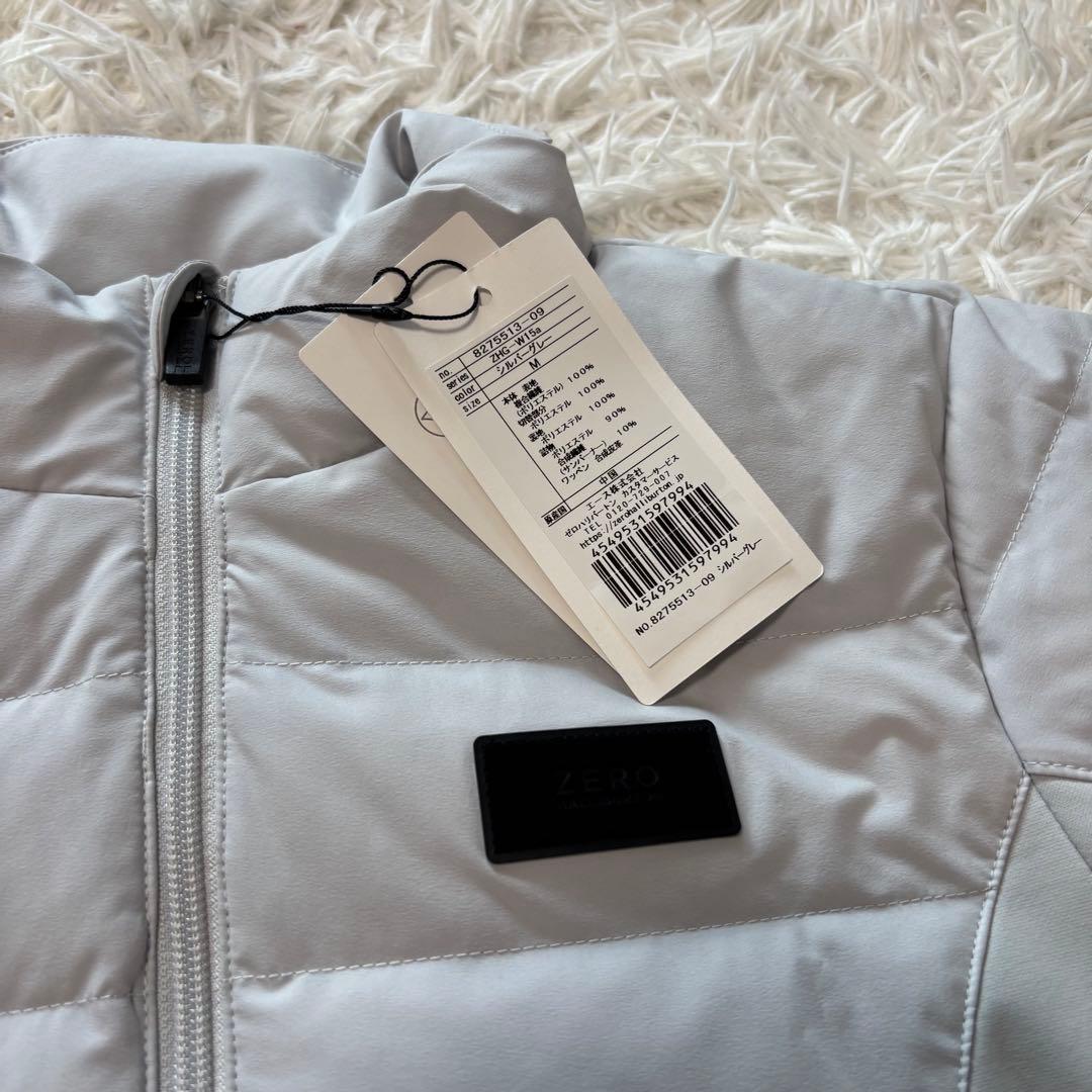 ゼロハリバートン 中綿 ダウン ジップ ハイブリット グレー ハイネック