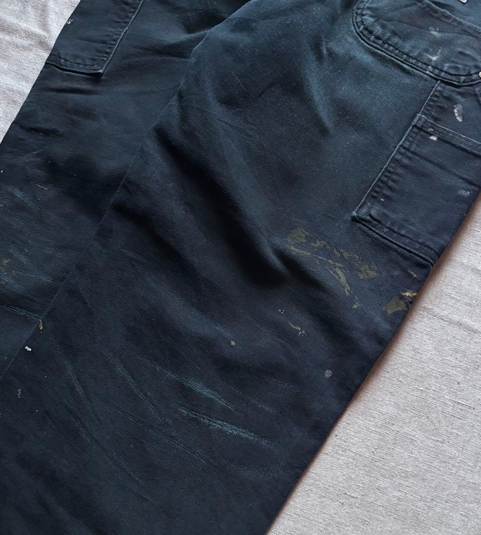 【雰囲気抜群】Carhartt ダブルニー USA製 ブラック フェード ボロ