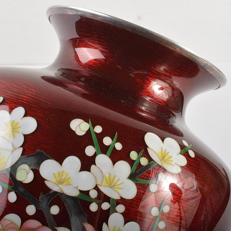 七宝焼 安藤七宝店 純銀刻印 透釉 四君子文 花瓶 M R7023 - メルカリ