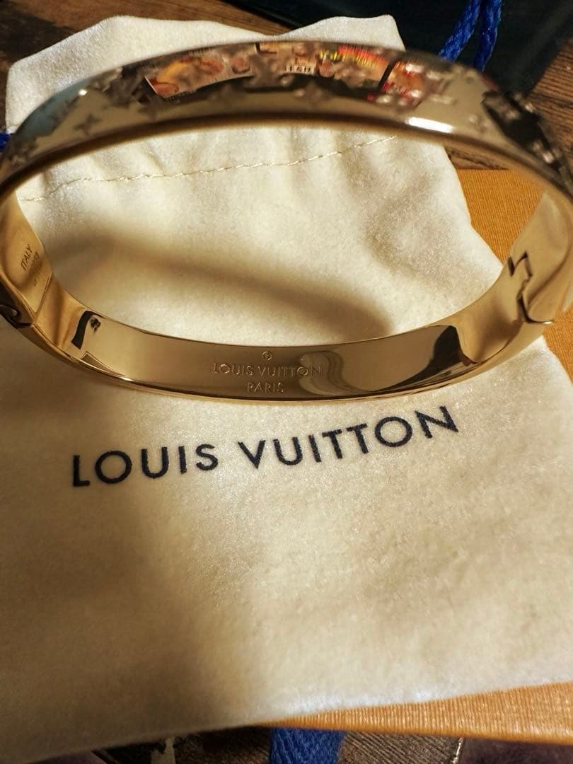 【美品】LOUIS VUITTON カフ ナノグラム　S ブレスレット　ピンク
