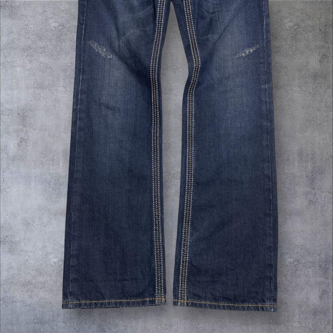 ロックリバイバル ジーンズ 刺繍 30インチ　百合　y2k archive