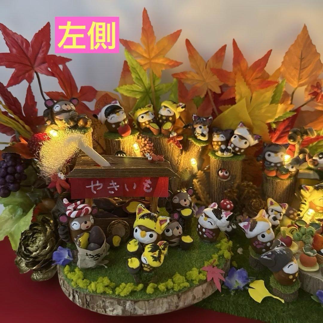 どんぐりアート♡猫帽子　紅葉狩りBIGオブジェ♡