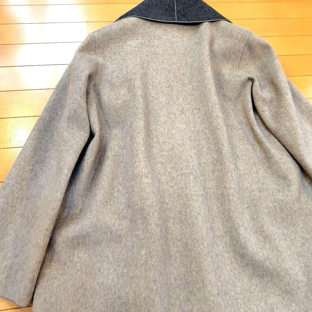 ジ*ン様 レリアン 近年モデル 最高級ノーカラーロングコート ダブルフェイス9M