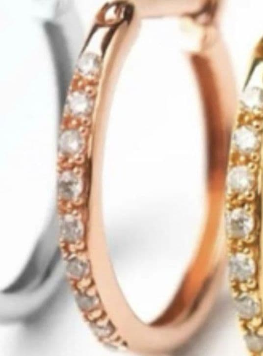 天才　K18ダイヤモンド フープピアス　ピンクゴールド片耳