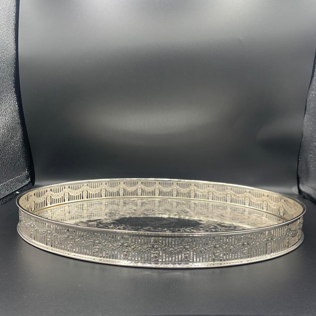 ＜英国ビンテージ＞　シルバートレイ　サルヴァ　銀盆　シルバープレート　A