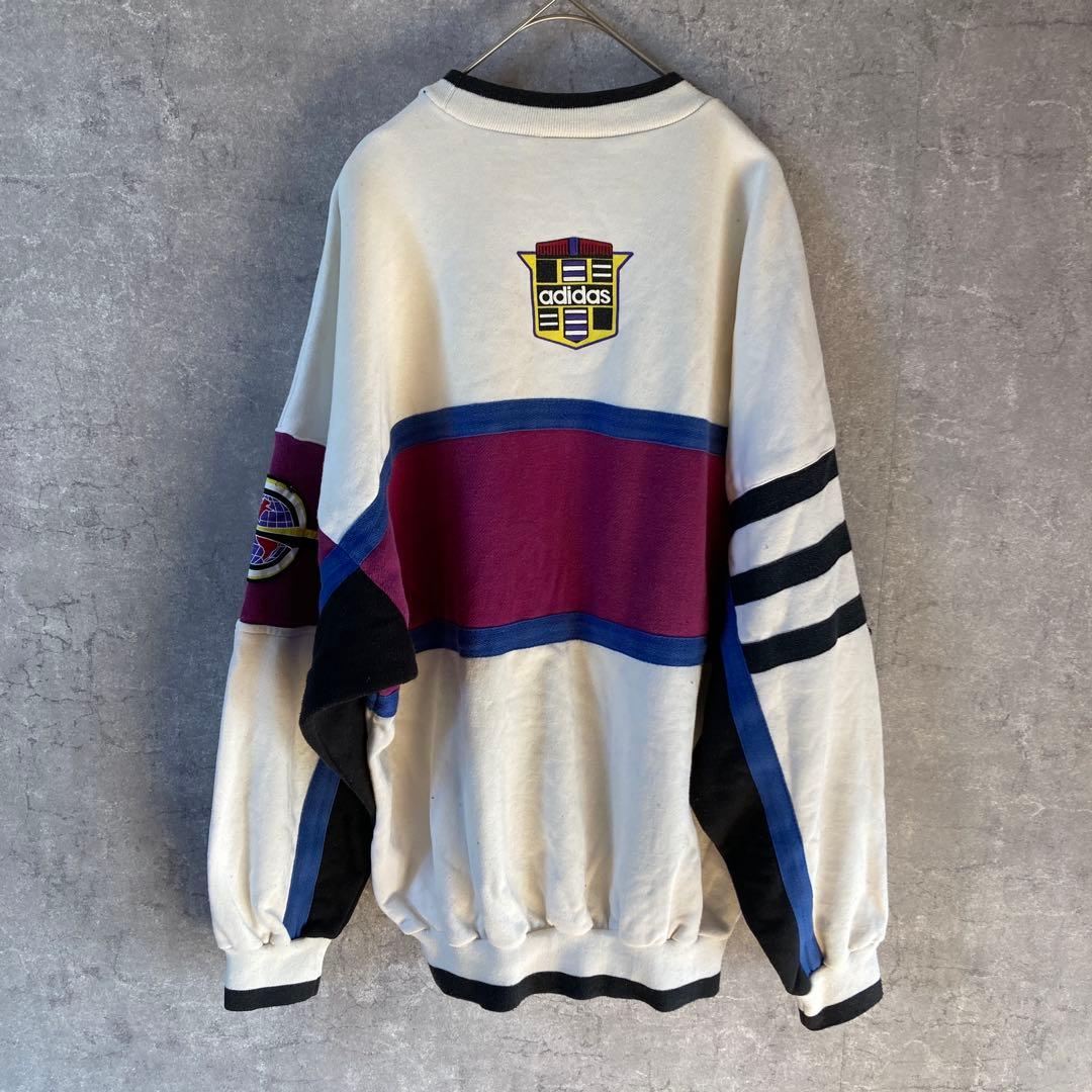 adidas スウェットトレーナー　切替ボーダー　ヴィンテージ　日本Lサイズ