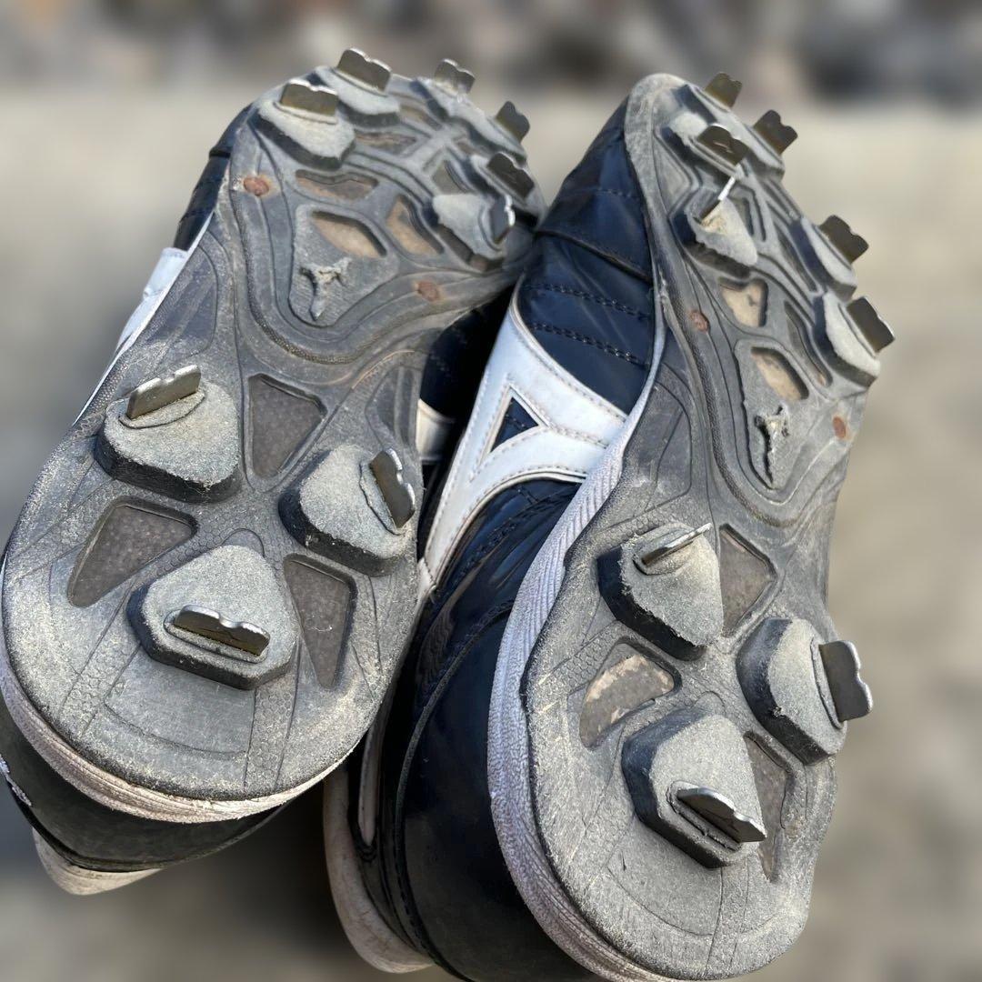 ミズノプロ 26.0cm プロ支給品 実使用 スパイク ネイビー ホワイト 野球