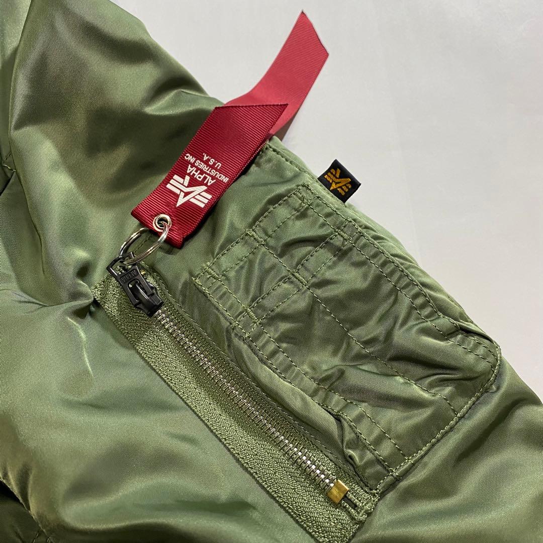 ALPHA アルファ MA-1 フライトジャケット セージ カーキ 短丈 タイト