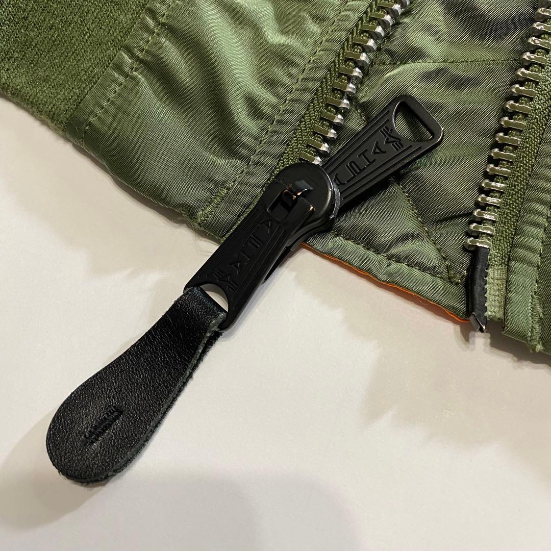 ALPHA アルファ MA-1 フライトジャケット セージ カーキ 短丈 タイト