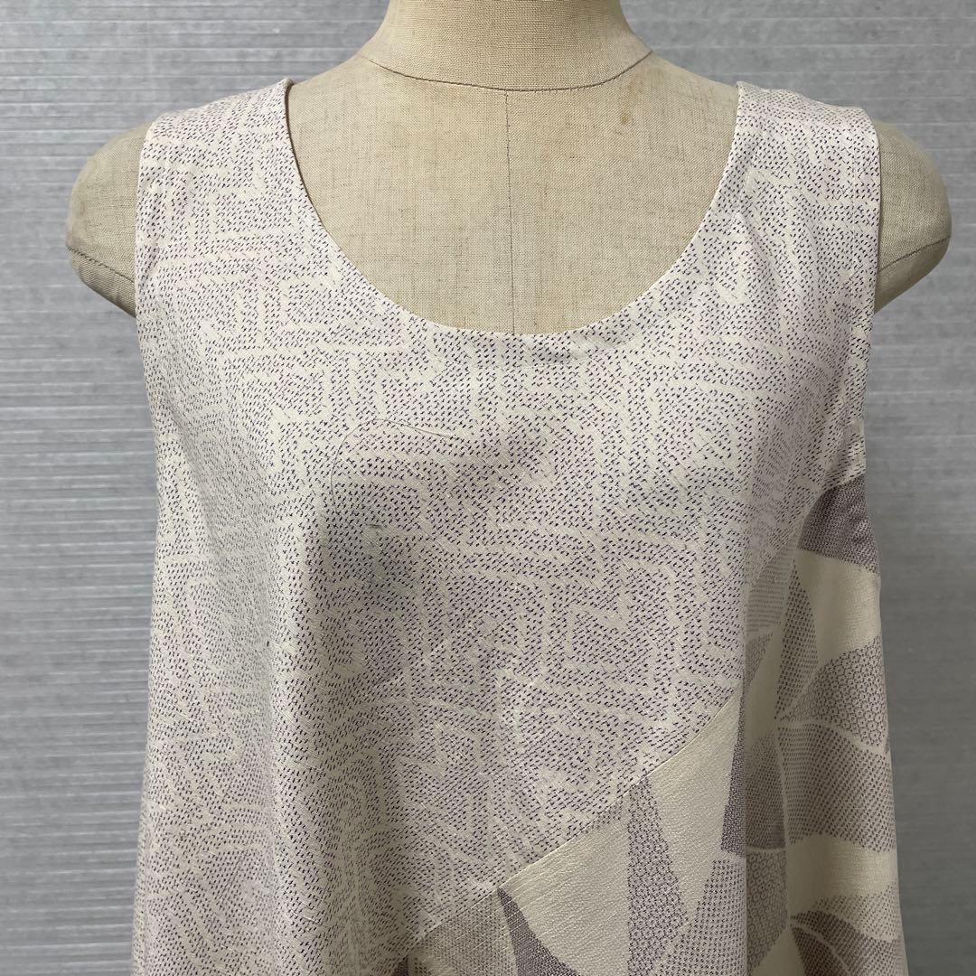 着物ワンピーステントラインマキシ丈《14》白大島紬《7マルキ含む》や紬等L〜