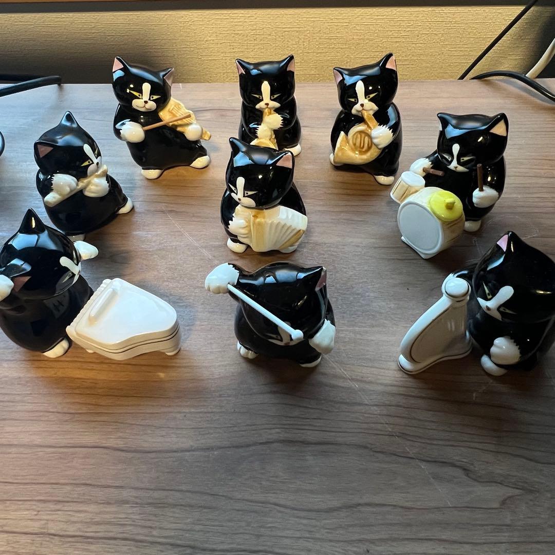 黒猫 オーケストラ置物 9体セット - メルカリ