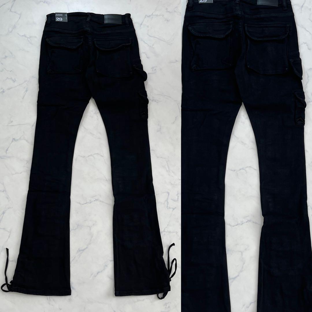 バラバサス valabasas ブラックカーゴ スキニーフレアデニム 新品 29