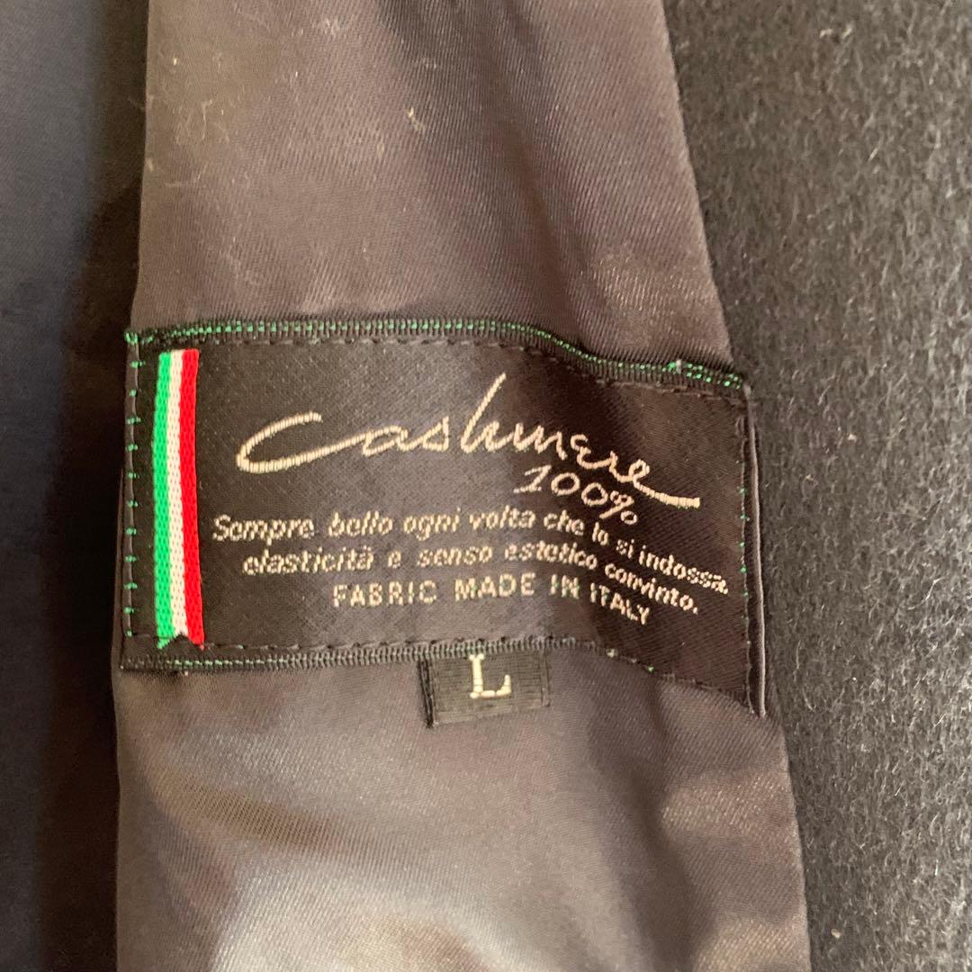 カシミヤ ダブルブレストコート L ブラック メンズ 日本製 紳士 通勤 上品