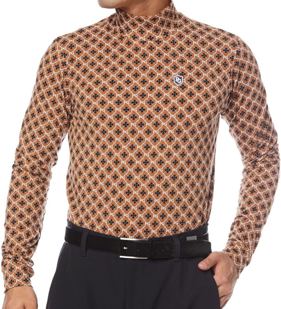 新PEARLYGATESパーリーゲイツ長袖ハイネックシャツアーガイルモック