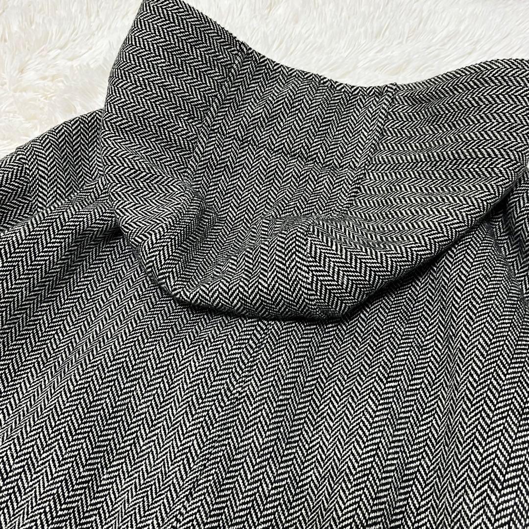 mizuiroind 24FW フード付きワイドコート ヘリンボーン M51