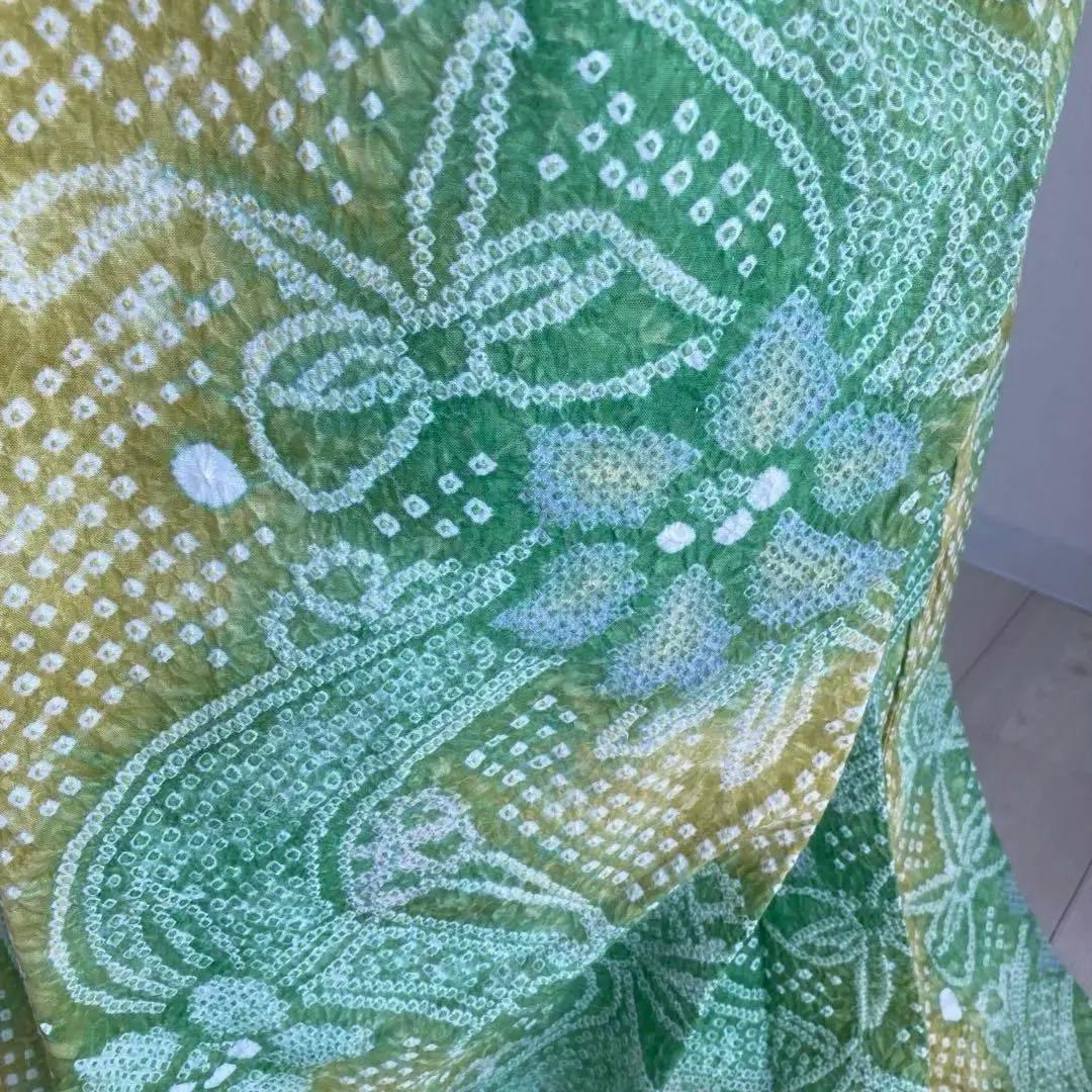 有松絞り浴衣・有松鳴海絞り　絞り　リボンと流水　手縫　上質　広襟No.3-240