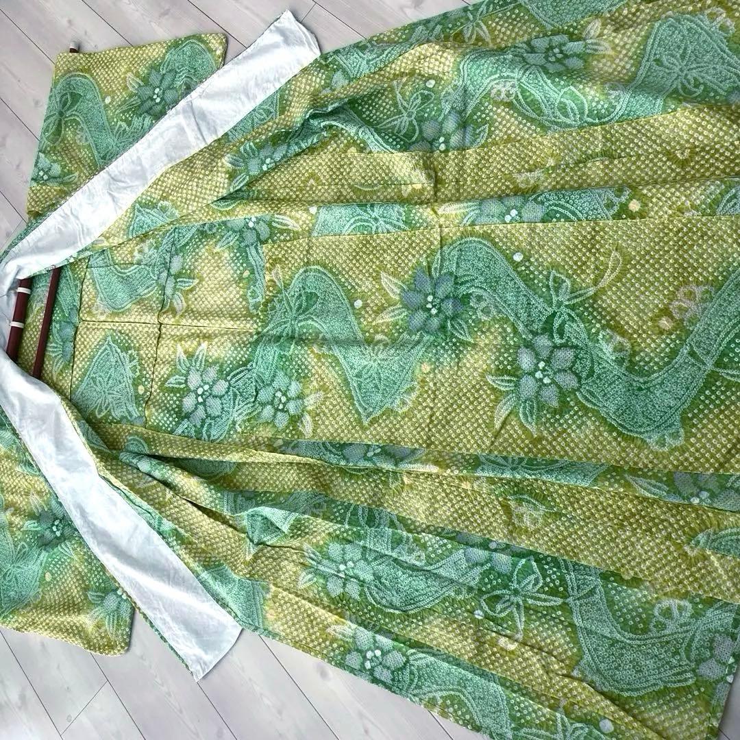 有松絞り浴衣・有松鳴海絞り　絞り　リボンと流水　手縫　上質　広襟No.3-240