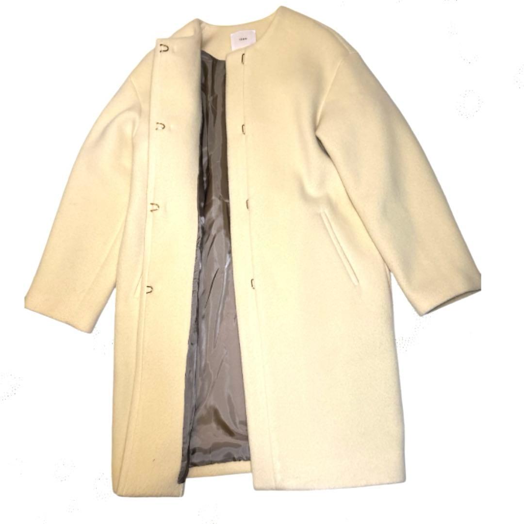 美品✨IENA イエナ ラムウール ノーカラーコート 38 レモンイエロー