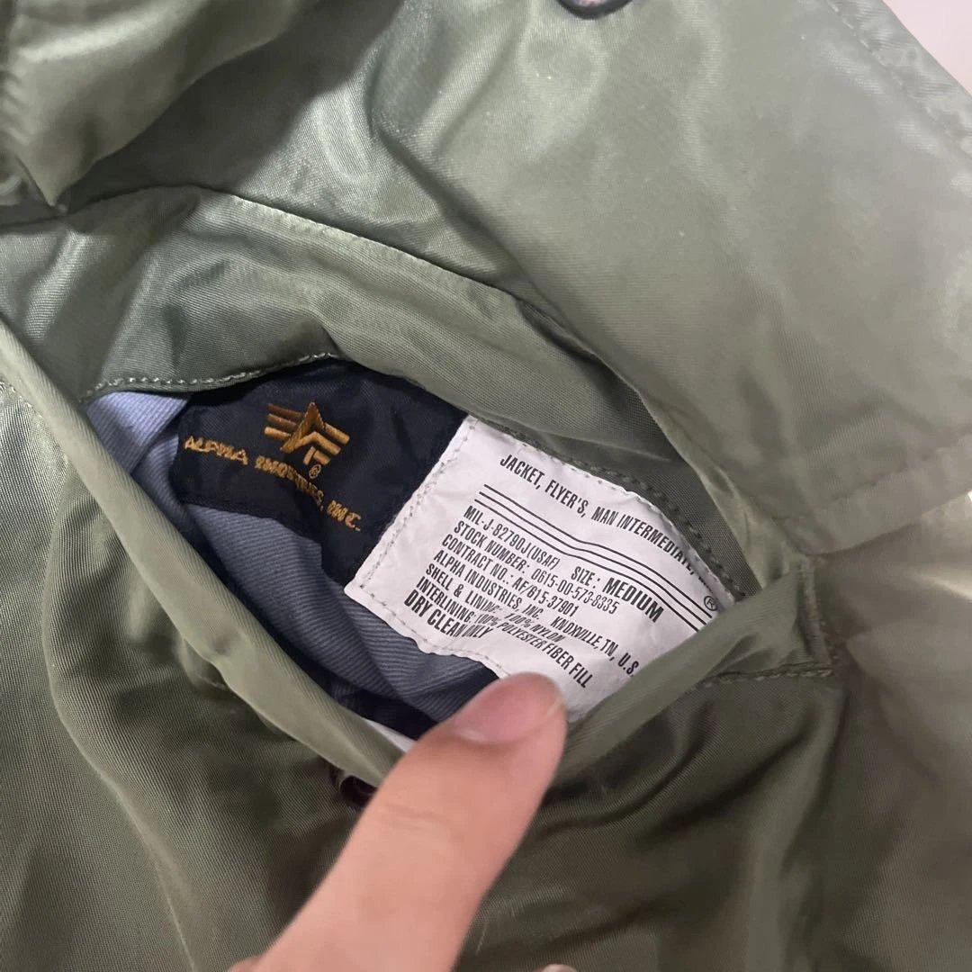 ALYX × ALPHA MA-1 ボンバージャケット カーキ ダメージ加工