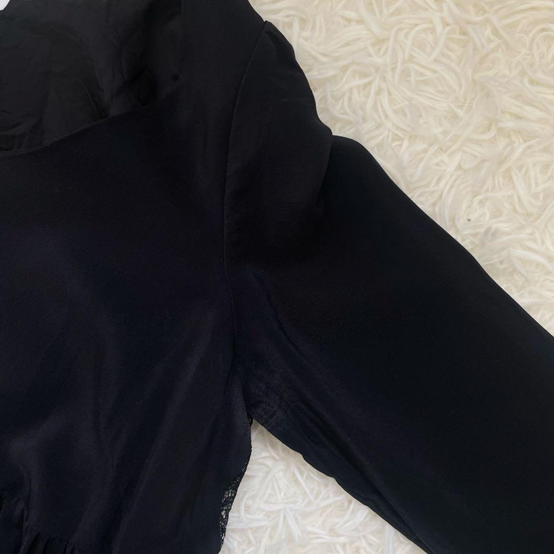 希少✨️マリハ ティアードワンピース シルク フレア レース ブラック S