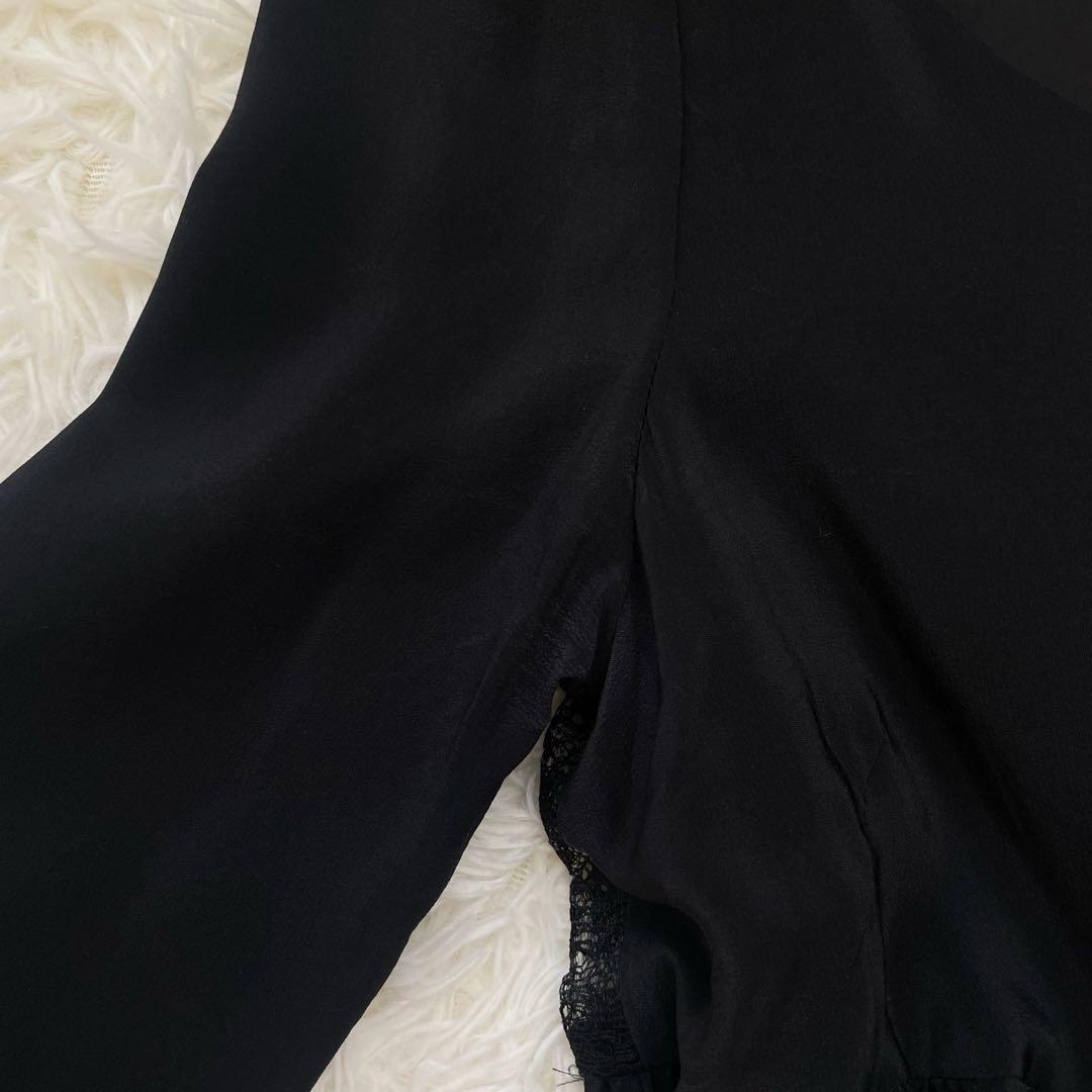 希少✨️マリハ ティアードワンピース シルク フレア レース ブラック S