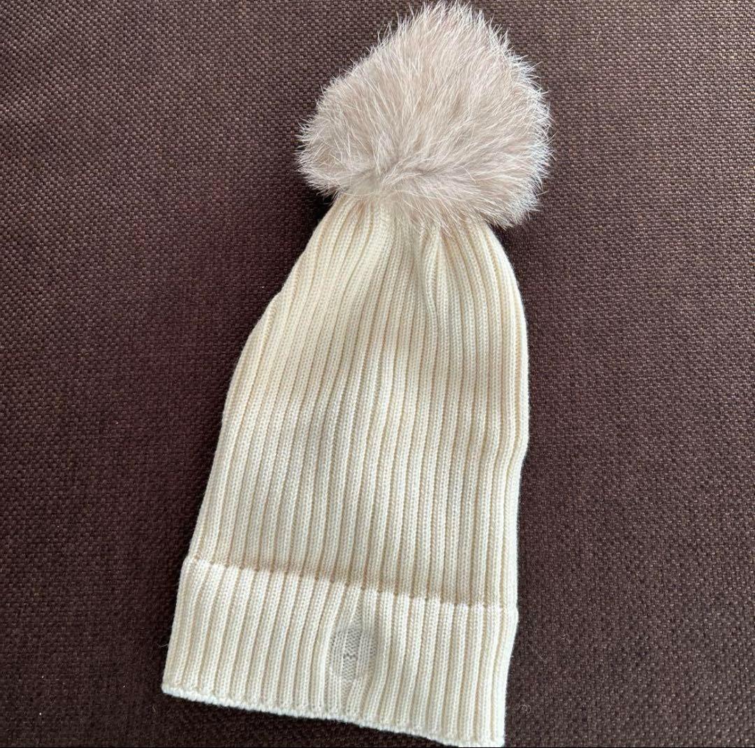 373　MONCLER モンクレール　キッズLサイズ　アイボリー ニット帽