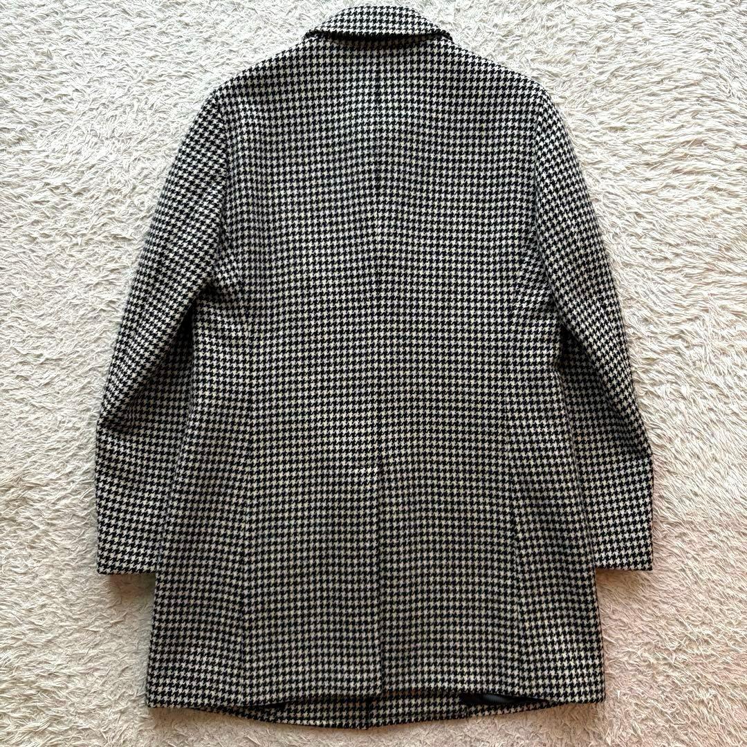 ★ハリスツイード★ ティモシーエベレスト ステンカラーコート 千鳥格子 白 黒