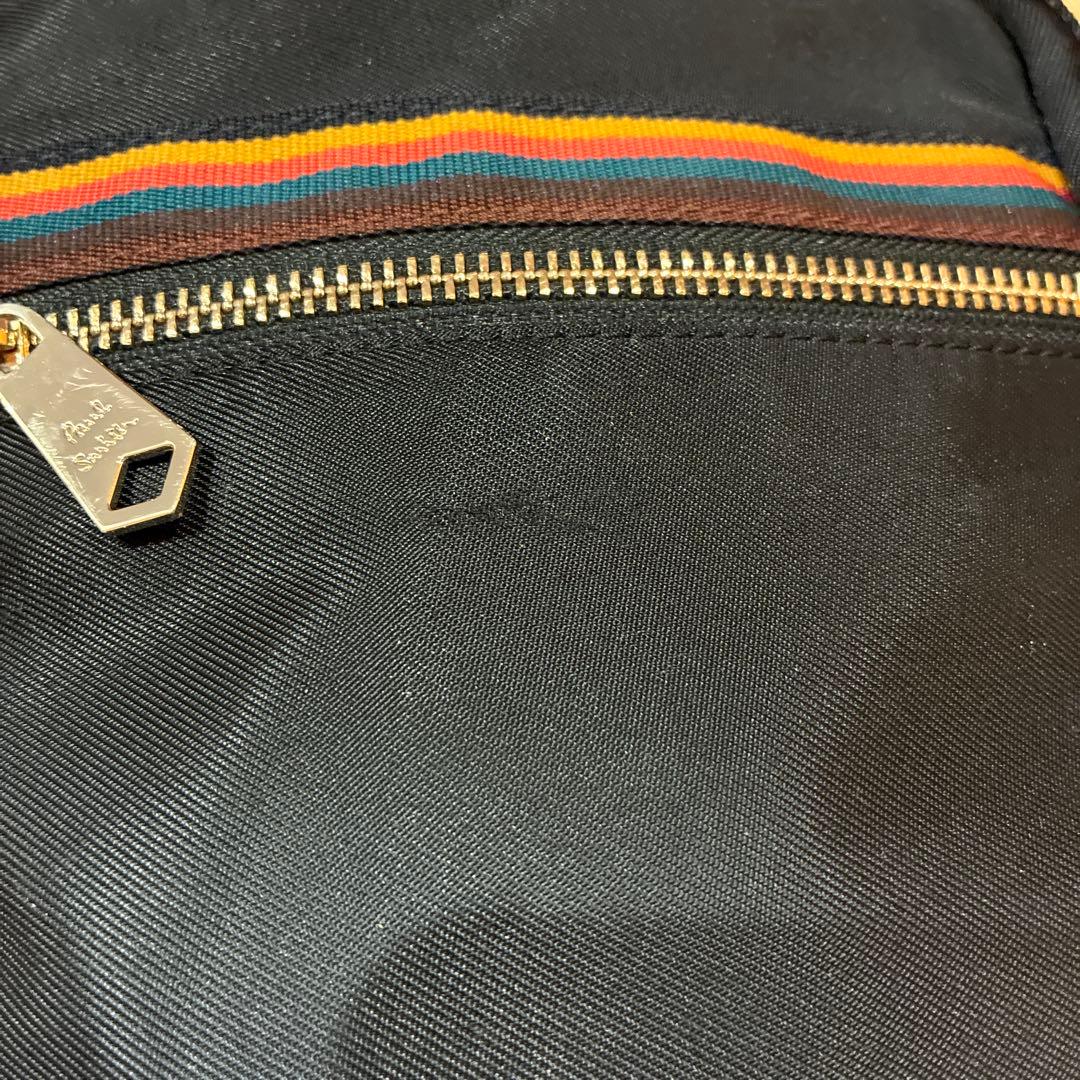【美品】ポールスミス マルチストライプ ボディバッグ ブラック ロゴ
