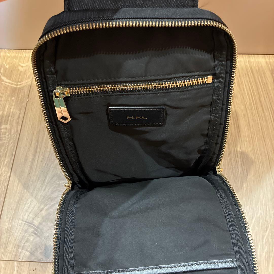 【美品】ポールスミス マルチストライプ ボディバッグ ブラック ロゴ