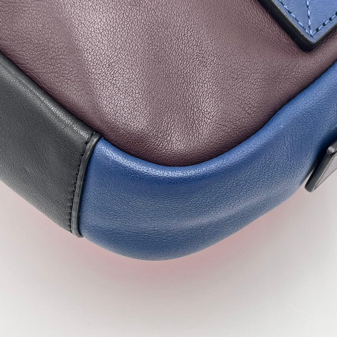 レア コーチ ボディバッグ ウエストポーチ レザー ナイロン CHロゴ 赤×青