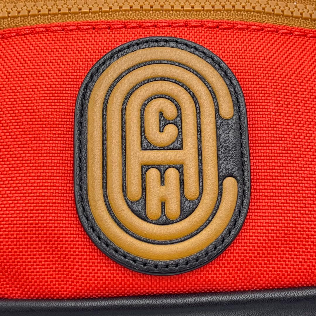 レア コーチ ボディバッグ ウエストポーチ レザー ナイロン CHロゴ 赤×青