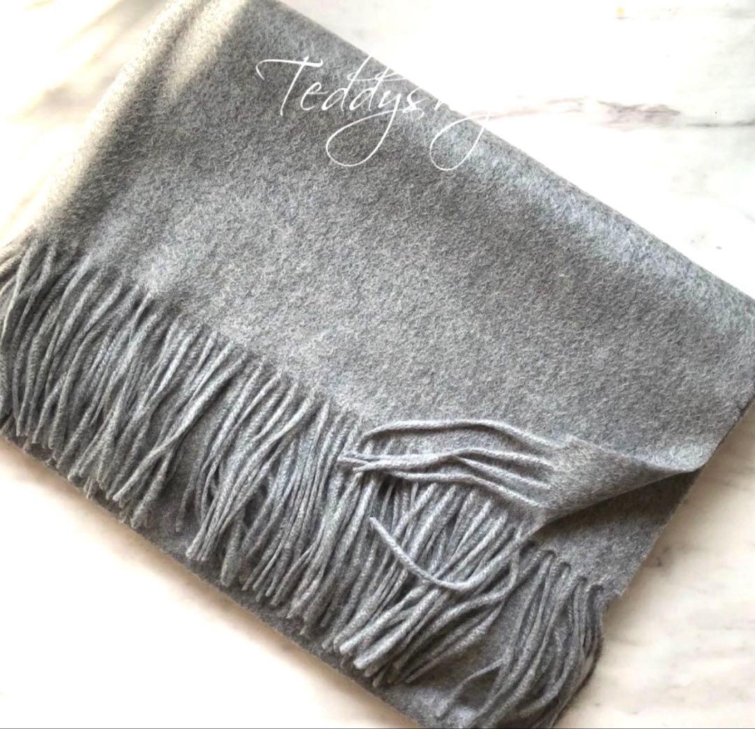 極上カシミヤ100%☆大判 ストール☆ ミドルグレー