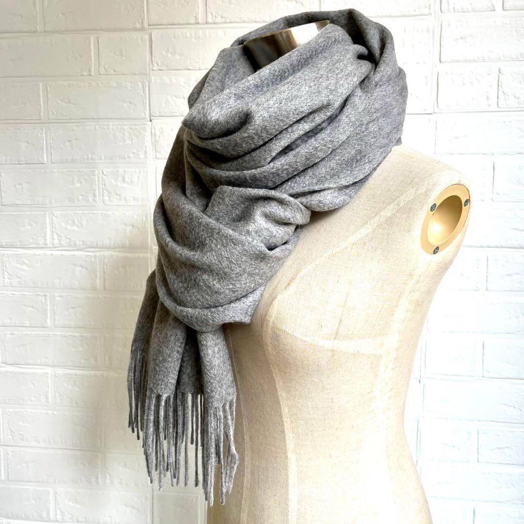 極上カシミヤ100%☆大判 ストール☆ ミドルグレー