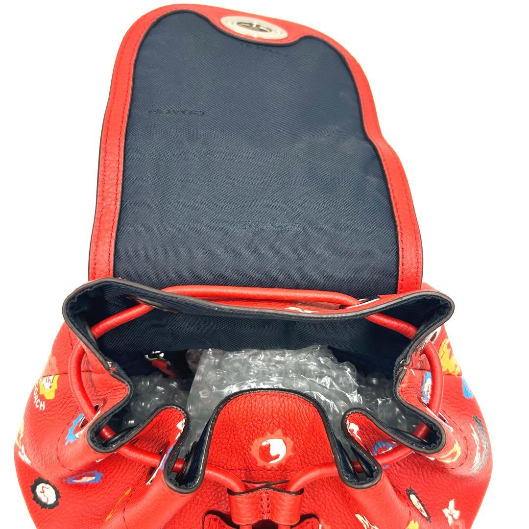 COACH 　コーチ　フローラル　ターンロック　ミニリュック　 花柄 　レッド