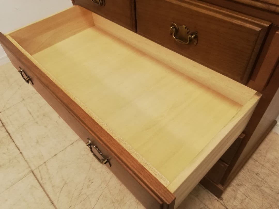 モデルルーム展示品　天然木楢材を使用したライティングビューローデスク 書斎机