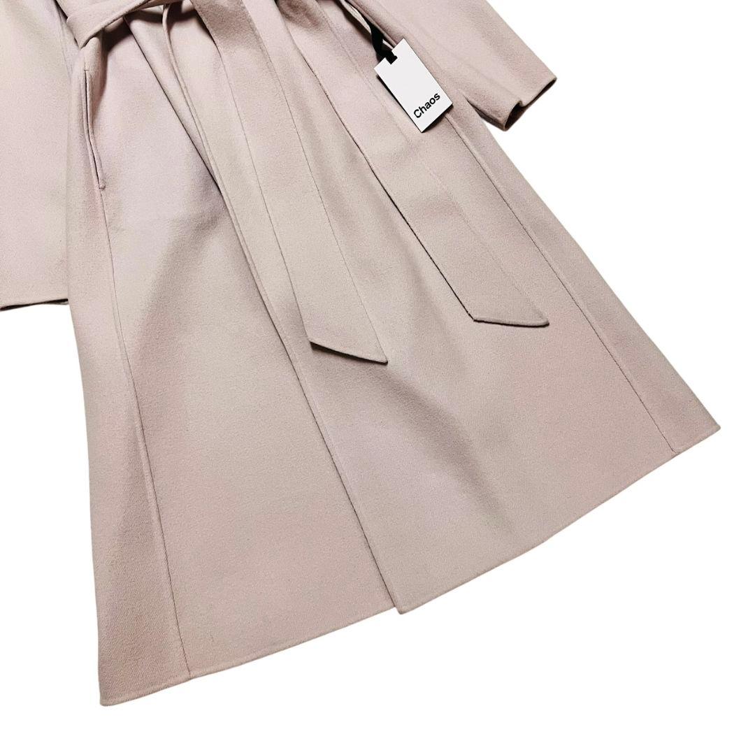 美品　カオス 11万　アールスーペリア ノーカラー ロングコート　ピンクベージュ