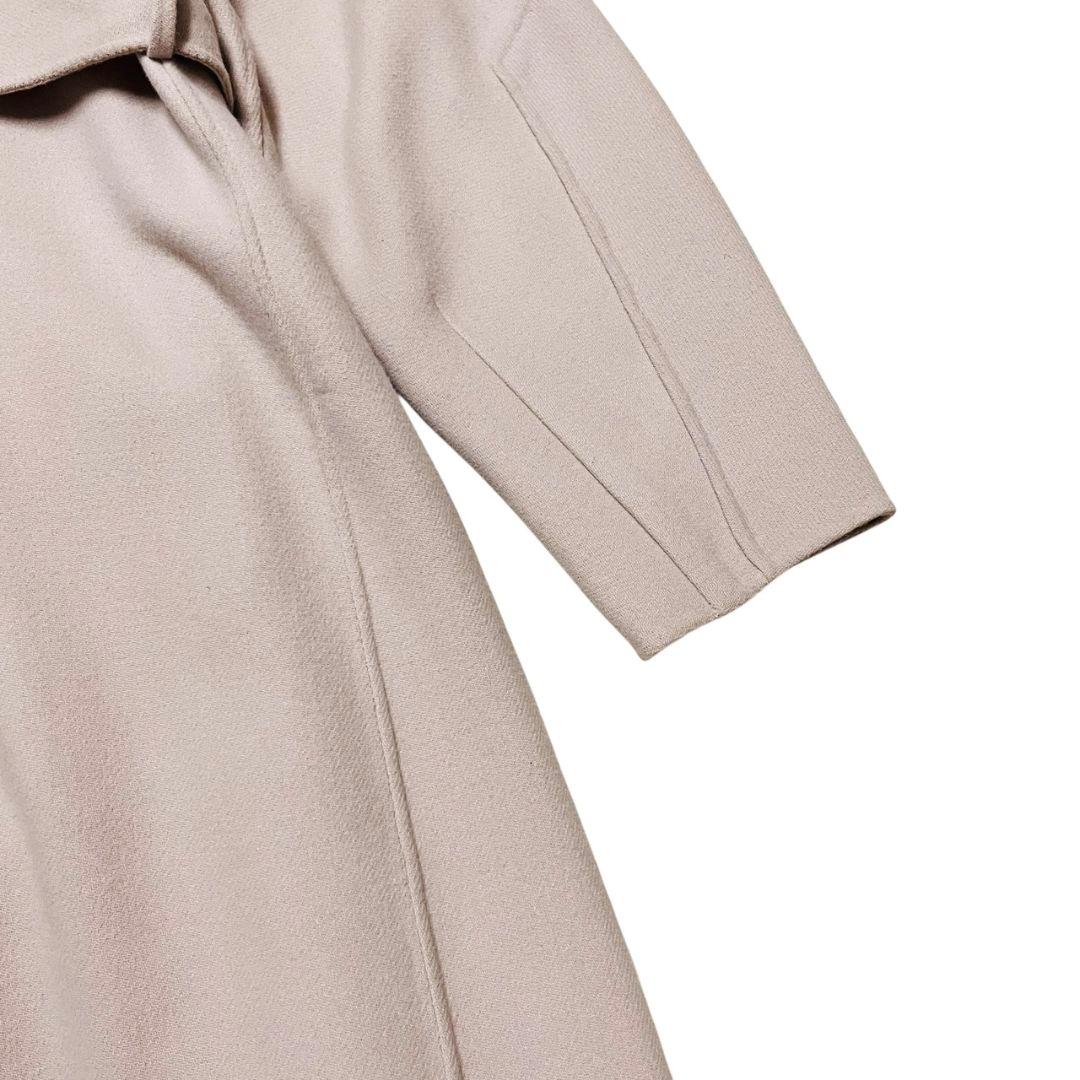 美品　カオス 11万　アールスーペリア ノーカラー ロングコート　ピンクベージュ