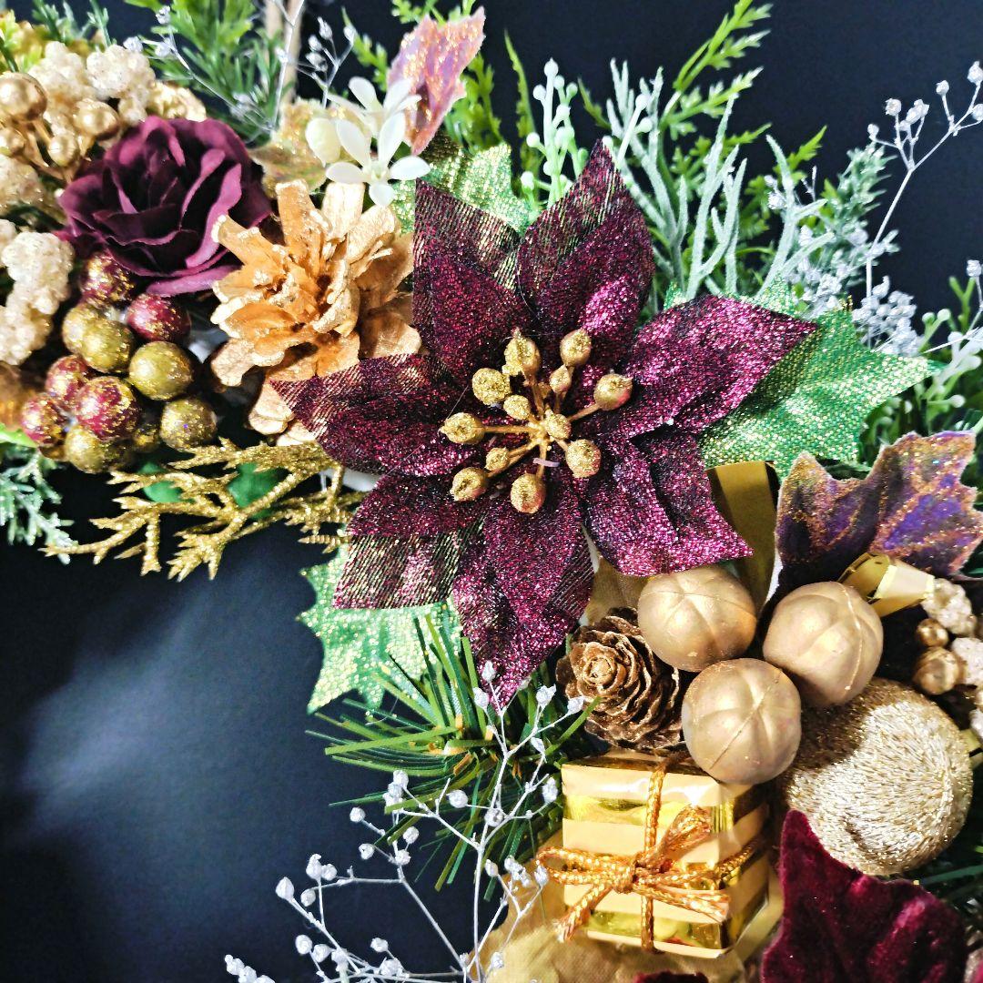 商品名【輝羅】みーこ❤ポインセチアのクリスマス フラワーリース✳玄関リース