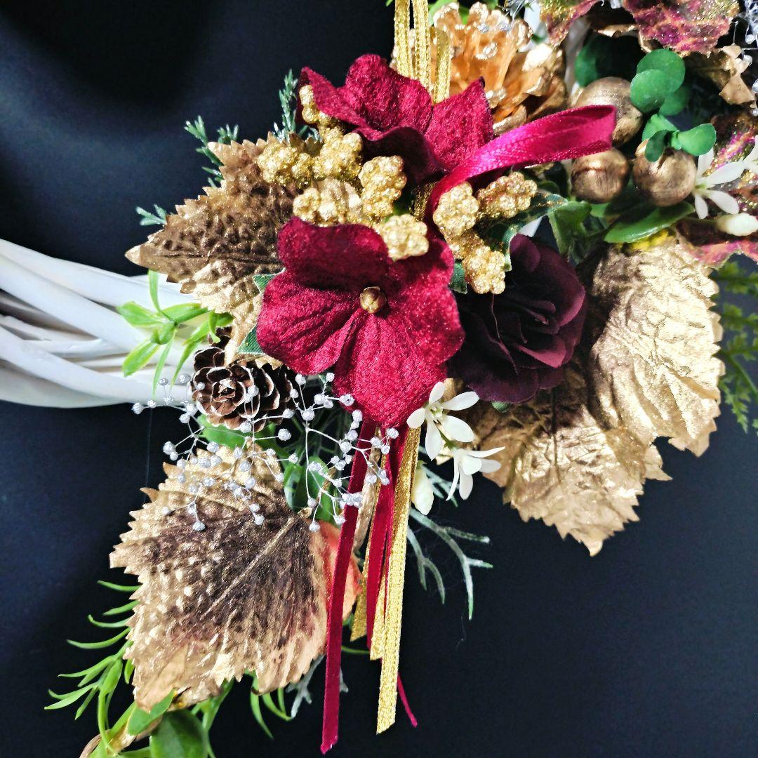 商品名【輝羅】みーこ❤ポインセチアのクリスマス フラワーリース✳玄関リース