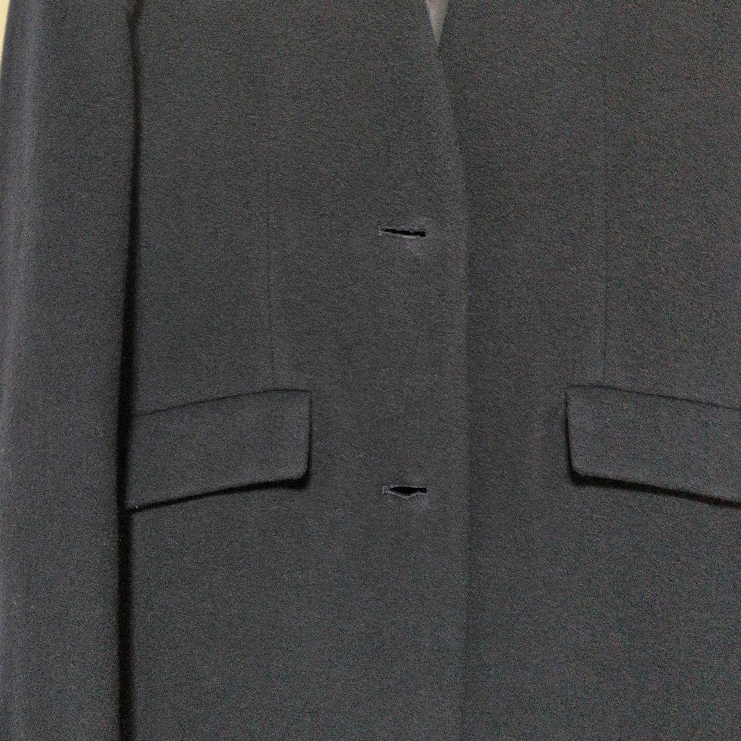 アナイ ANAYI ライトビーバーVカラーコート ノーカラー 36 ネイビー