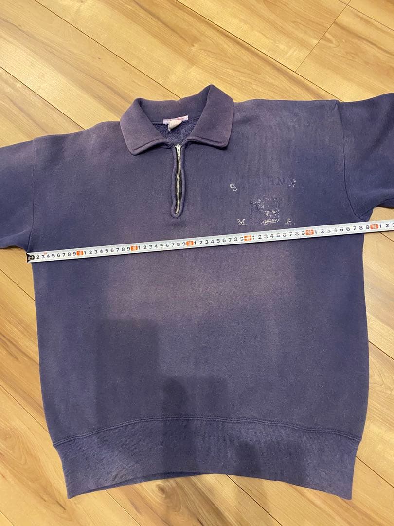60s champion ハーフジップ　ランタグ　ナス紺　グッドフェード　大きめ