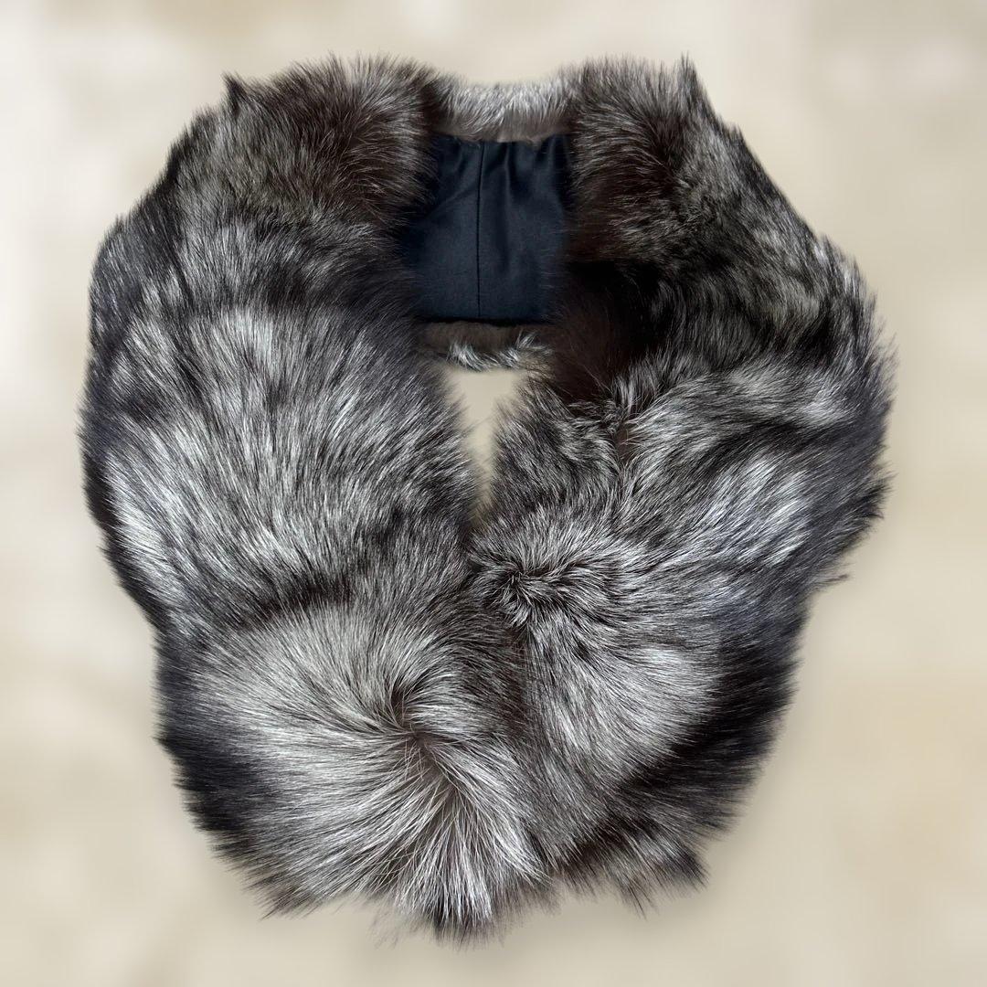 未使用級 豪華サイズ サガフォックス ファー ショール 襟巻き ふわふわ