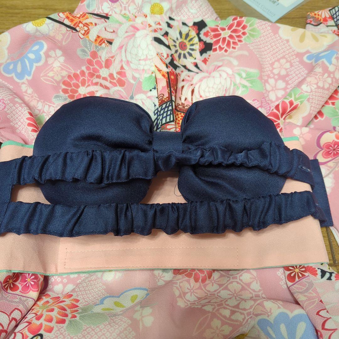 着付け簡単袴セットブーツセット 刺繍入り いにしえ華車桃×紺袴セット