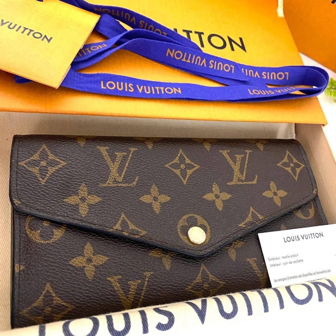 ルイ ヴィトン◎ポルトフォイユ サラ モノグラム 長財布 フラップ ブラウン 茶