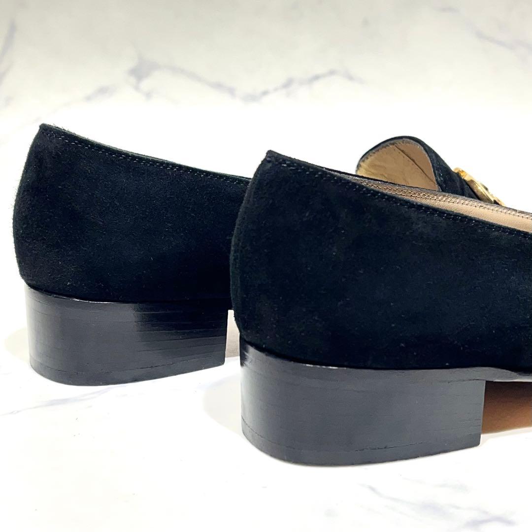 美品☆フェラガモ ガンチーニ ローファー 23.5cm 黒 スエード スリッポン