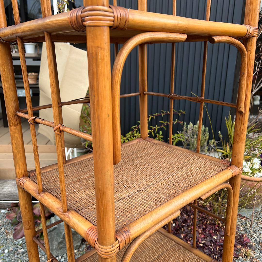 籐家具 ラタン アーチ型 飾り棚 シェルフチェスト エスニック 古民家