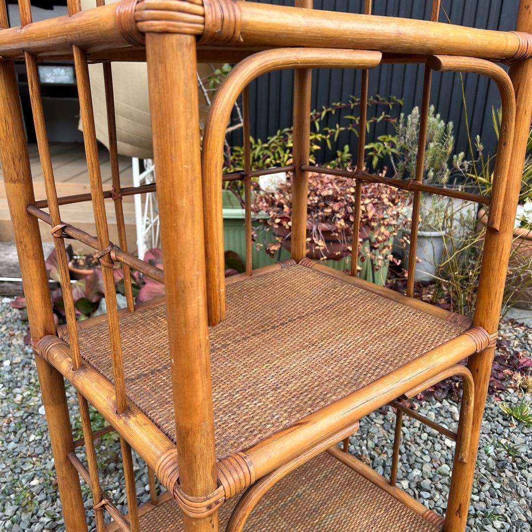 籐家具 ラタン アーチ型 飾り棚 シェルフチェスト エスニック 古民家